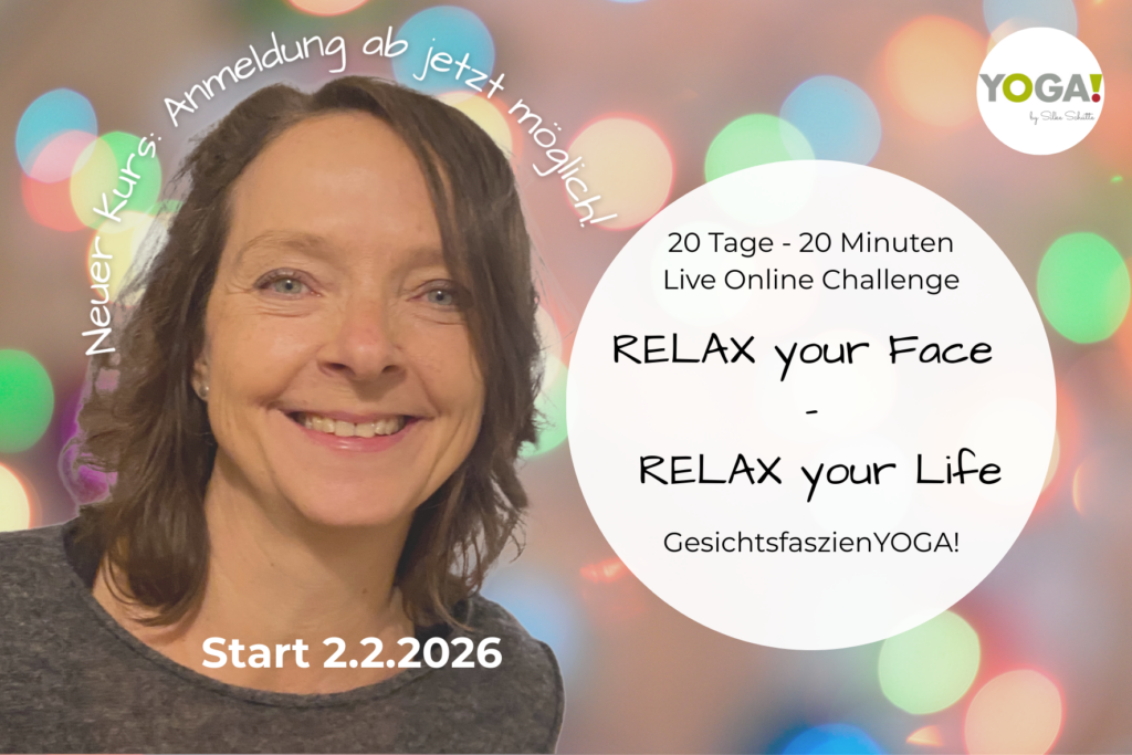 20 Tage Online Challenge für ein entspanntes Gesicht. Kiefer, Augen, Nacken, Ohren, Nacken alles profitiert, weil wir auch das Nervensystem zur Ruhe bringen.